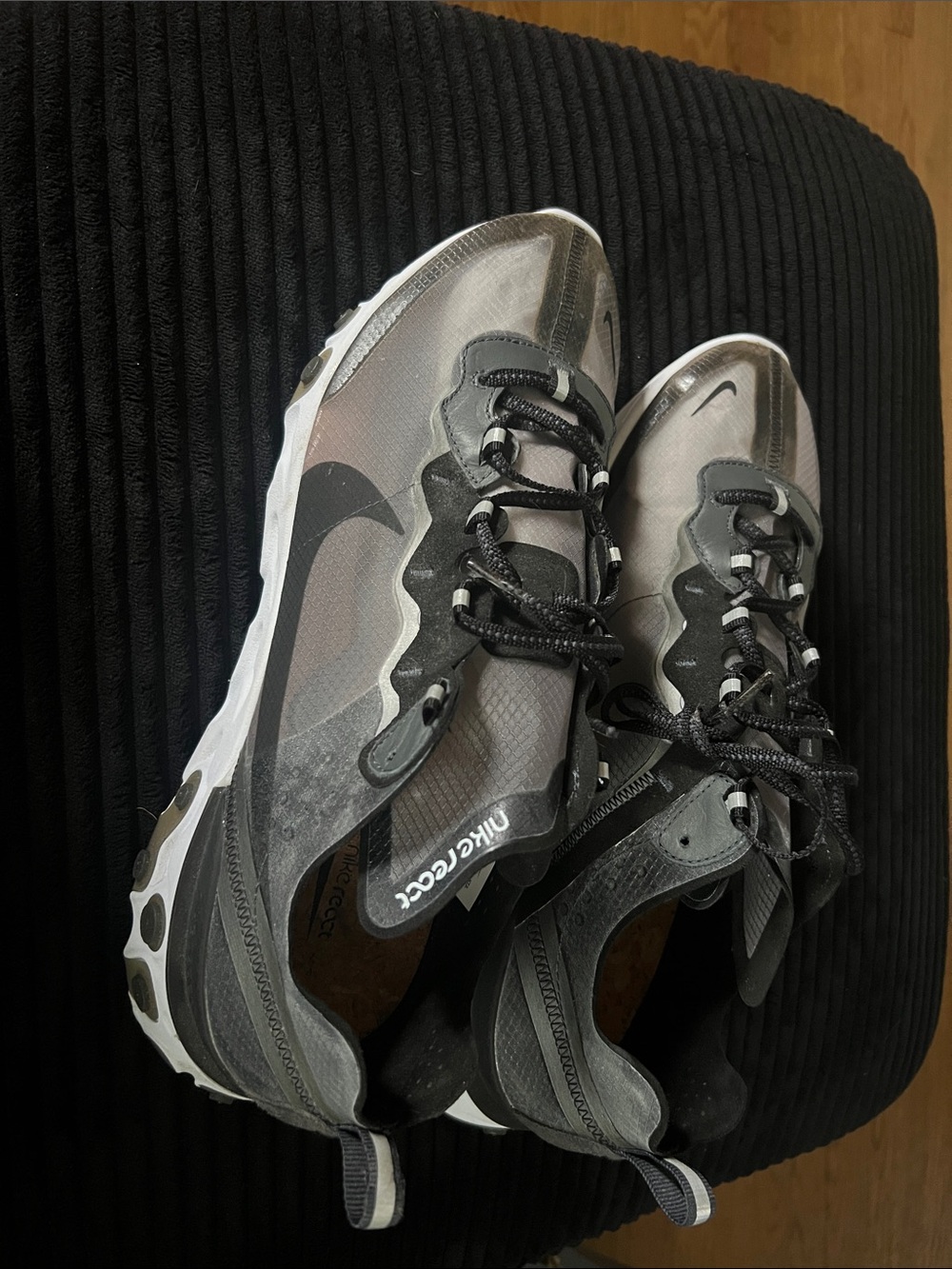 Nike Grey and Black React-Style Transparent Runner Sneakers